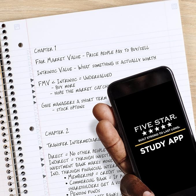 Five Star Spiral Notebook Plus Study App, 1 Subject, College Ruled Paper - Image 3