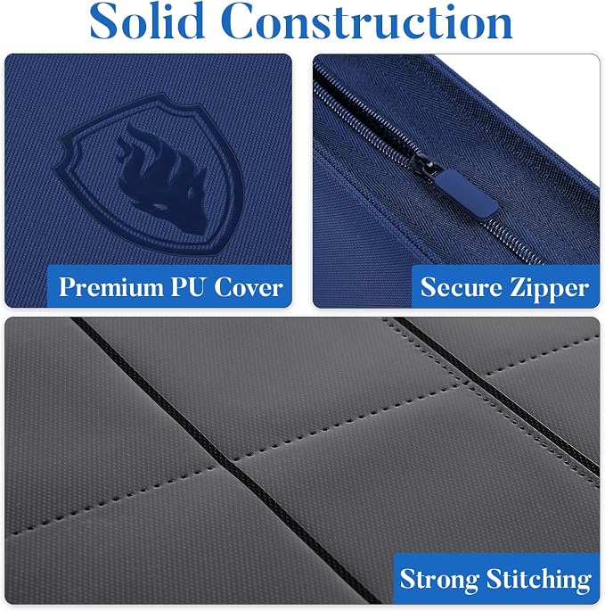 Premium Zip Card Binder, Fabmaker 9 Pocket Trading Card Binder, PU Cover Zipper - Image 2