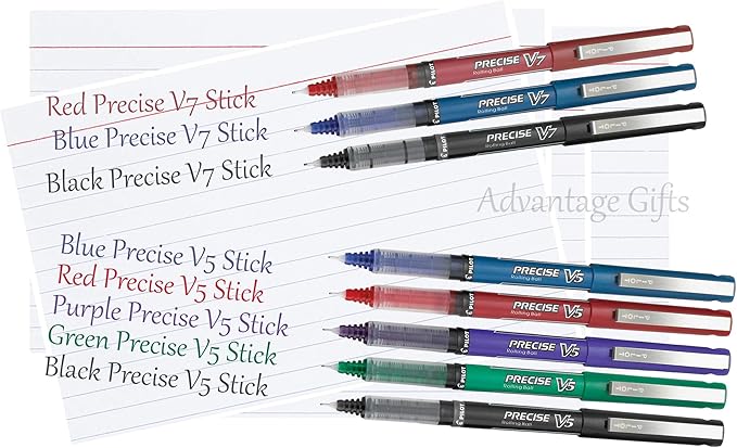 Precise V5 Stick Rolling Ball Pens, Extra Fine Point (.5mm), Red Ink, 3-pk; Bundle with Plastic Reusable Pouch