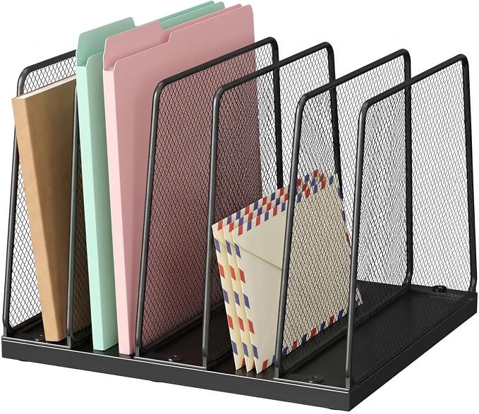 LEKETREE Desk File Organizer, 5-Section Upright File Sorter, Vertical File by Stylishworkspaceeffortlessorganization