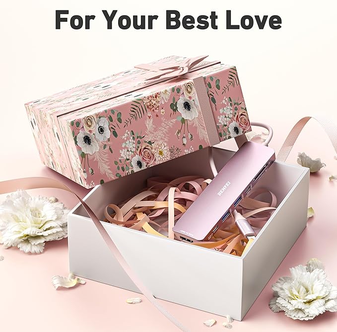 BENFEI 7-in-1 USB C Hub with HDMI(4K@60Hz), 2 USB-A, 1 USB-C Data, 100W Charge, SD/TF Card Reader, Silicone Tangle-Free Cable Compatible with MacBook Pro/Air, iPad Pro, iMac, iPhone 15 Pro/Pro Max-DeskLoop Office