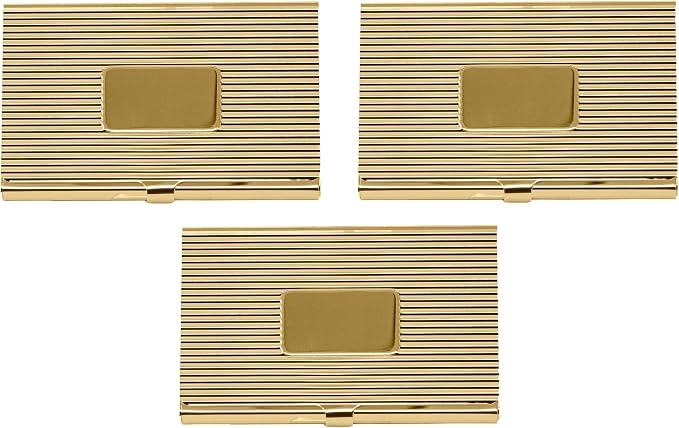 Stephanie Imports Set of 3 Slim & Minimalist Metal Business Card Holder Unisex - Image 4
