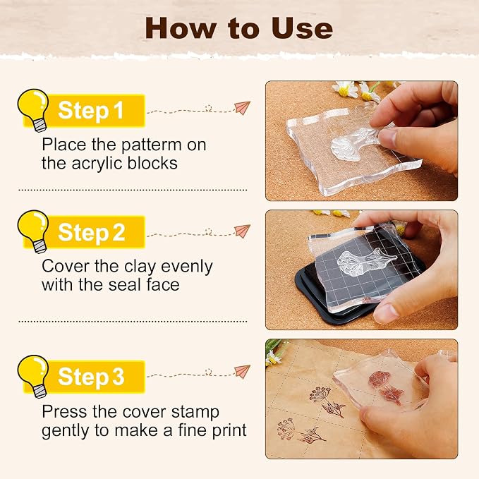 UCEC 7 Pieces Acrylic Stamp Block Assorted Sizes Clear Acrylic Mounting Blocks - Image 6