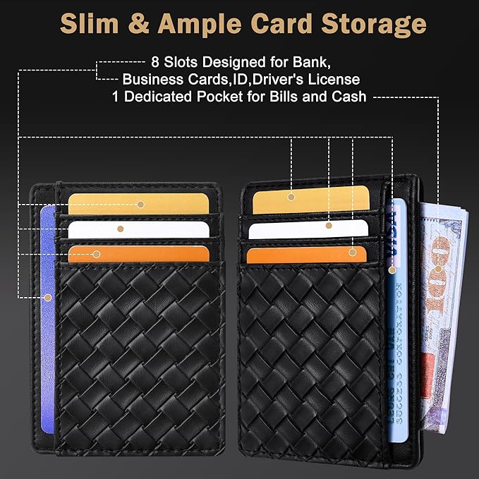 Travelambo Front Pocket Minimalist Leather Slim Wallet RFID Blocking Medium Size - Image 4