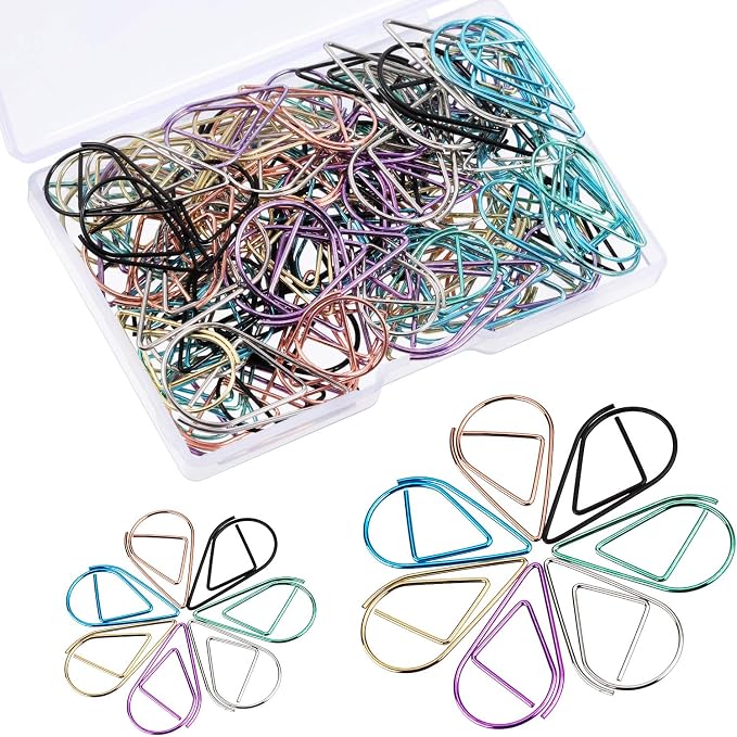 Frienda 105 Pieces Multicolor Paperclips Metal Paper Clips Drop-Shaped Clips by Frienda