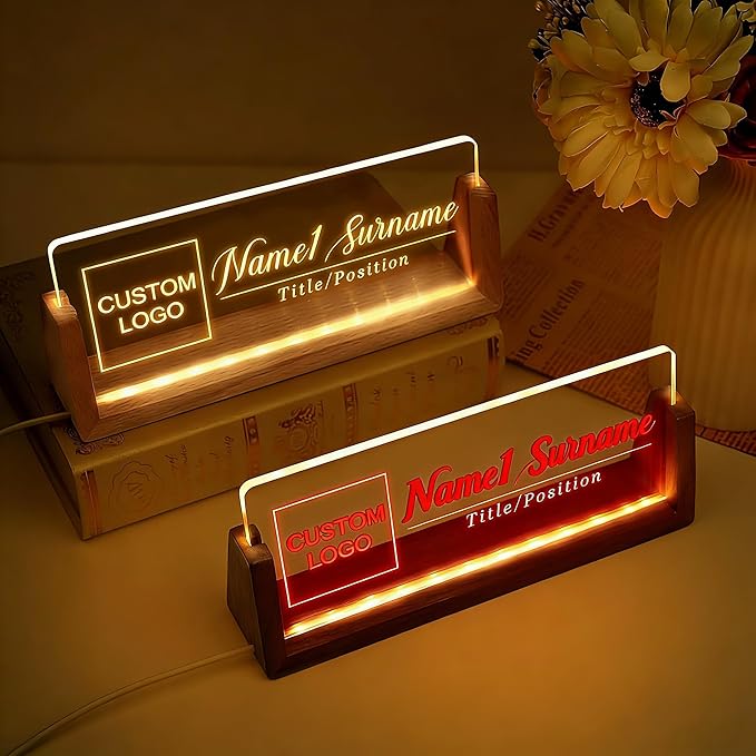 Custom Light Up Name Plate for Desk, Desk Name Plate Personalized - Image 2