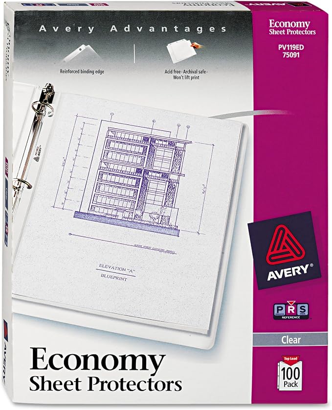 Avery Economy Clear Sheet Protectors, Acid Free, Box of 100 - Image 3