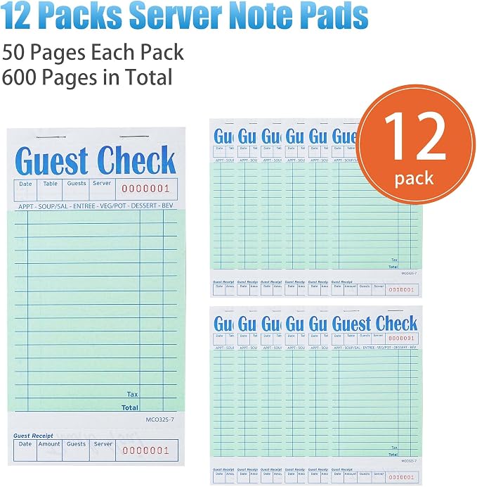 ZPARIK 12 Pack Green Guest Checks Books - Image 4