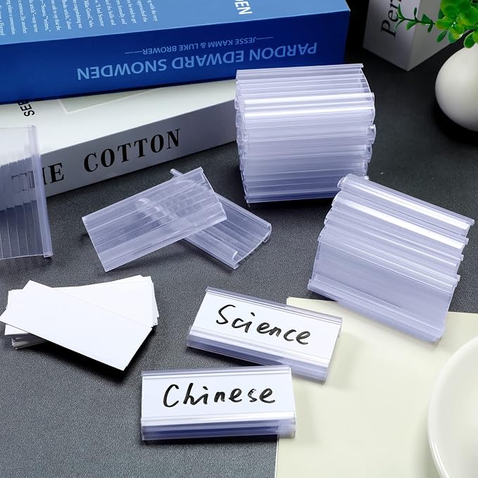 Yulejo 300 Pieces Wire Shelf Label Holders Wire Label Holder Plastic Shelf Tags - Image 5