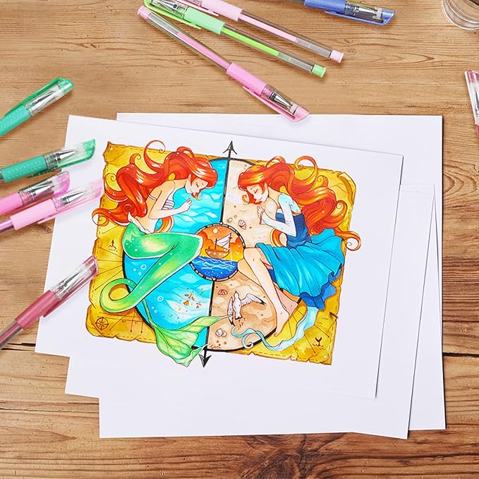 Gel Pens for Adult Coloring Book, 312 Pack Artist Colored Pens with 40% More Ink, Glitter Gel Pens with Case and Coloring Book, Perfect Art Supplies for Adults Kids for Coloring-DeskLoop Office