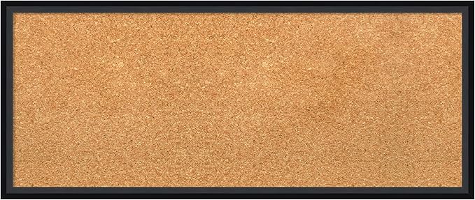 Amanti Art Natural Cork Board for Wall, 13x31 Vision Board with Black Wood Frame, Medium Corkboard Office Decor for Home Organization, Modern Contemporary Corkboard Pinboard to display items for home-DeskLoop Office