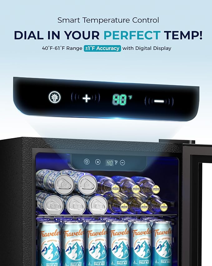 EUHOMY Beverage Refrigerator Cooler - 68 Can Mini Fridge with Glass Door for Soda, Beer, Wine, Small Refrigerator with Digital Temperature Control and Adjustable Shelves for Home Office Bar, 1.7 Cu.ft-DeskLoop Office