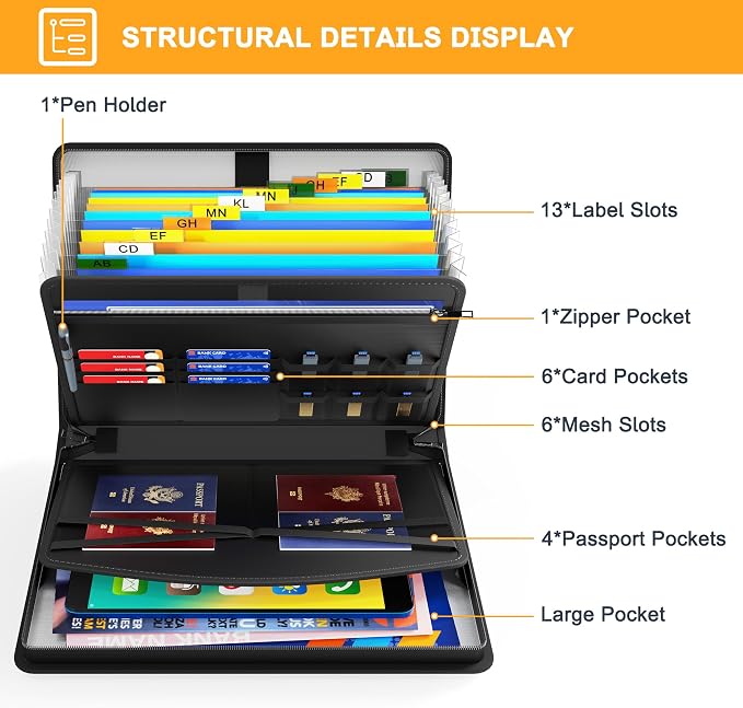 Hontom Accordion File Organizer, 5200℉ Fireproof Document Organizer - Image 4