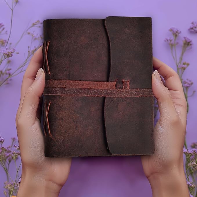 LEATHER VILLAGE Leather Bound Journal - Fuchsia, 8"X6", 220 Pages - Vintage Blank Paper Diary for Writing, Drawing, Sketchbook, and Travel Notebook - Ideal for Women and Men