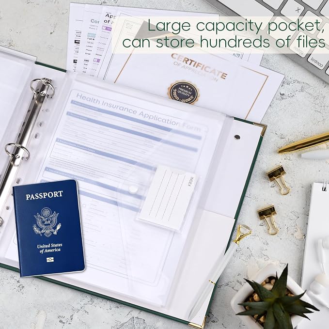 XKDOUS Important Document Organizer Folder Folio 3-Ring Accordion Storage File - Image 3