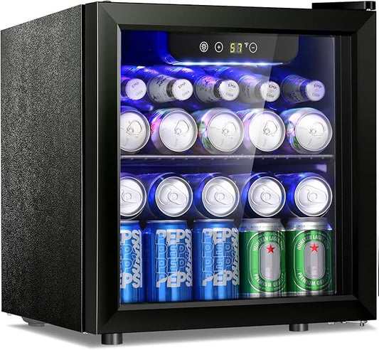 Antarctic Star 12 Bottle/48 Can Beverage Refrigerator, Wine Cooler/Cabinet, Mini Drink Fridge, Clear Front Glass Door Counter Top Red Cellar Beer Soda Bar Quiet Compressor Freestanding 1.3 cu.ft.-DeskLoop Office