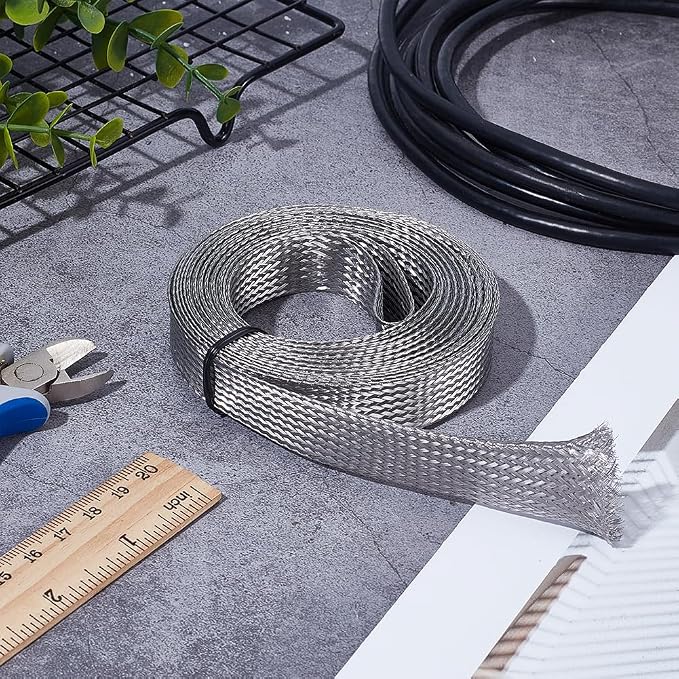 UNICRAFTALE 13.12ft 0.7" W Braided Sleeving Braid Stainless Steel Cable Wire - Image 4
