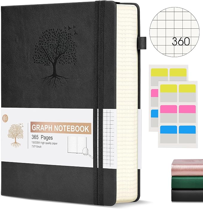 Ansopu Graph Paper Notebook Journal, 360 Numbered Pages Grid Notebooks by Ansopu