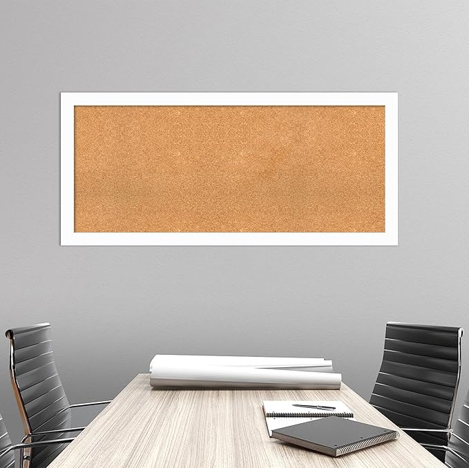 Amanti Art Natural Cork Board for Wall, 23x51 Vision Board with White Frame, Oversize Corkboard Office Decor for Home Organization, Casual Corkboard Pinboard to Display Items for Home Organization in-DeskLoop Office