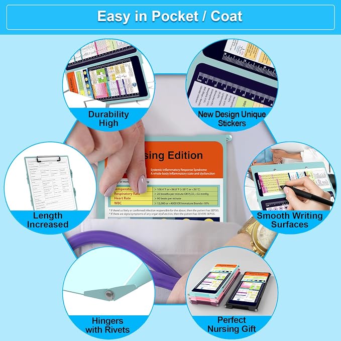 Nursing Clipboard Foldable Pocket Size-Nursing Edition Cheat Sheets Aluminum 3 - Image 4