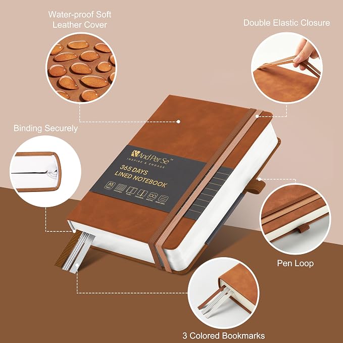 &And Per Se Lined Journal Notebook, 365 Pages, 5.7'' x 8'' 100GSM Thick Paper - Image 3