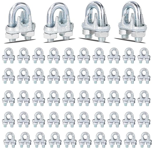 120PCS M6 Galvanized Zinc-Plated Wire Rope Cable Clamp Clips, 1/4" Wire Cable by High-PQ