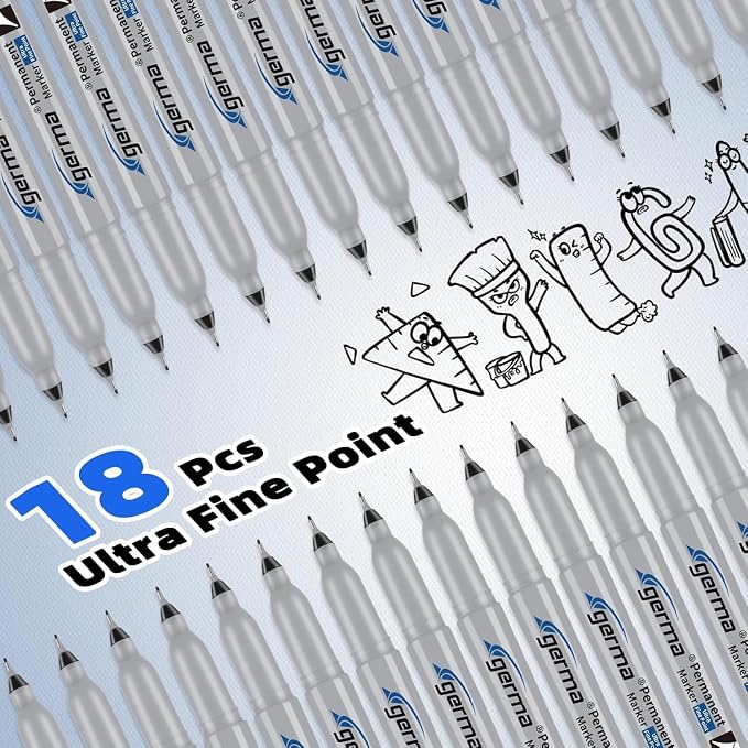 Cgerma Ultra Fine Point Permanent Markers Black, 18 Pack Ultra Fine Tip Markers - Image 8