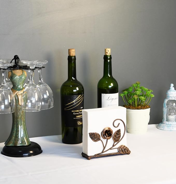 OwlGift Bronze Napkin Holder – Rose Design Metal Napkin Storage - Image 5