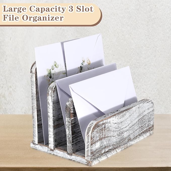 Briwooody Wooden Mail Organizer 3 Slots Mail Holder - Image 5