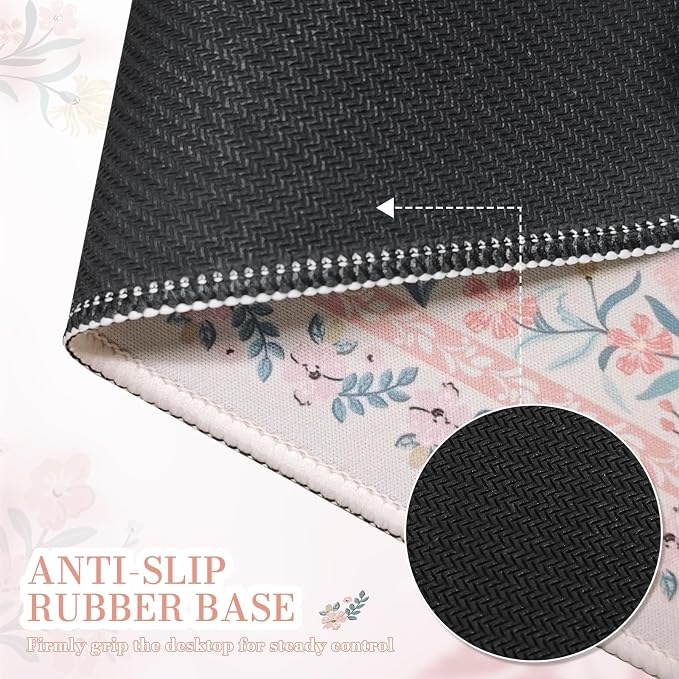 iCasso Aesthetic Small Floral Mouse Pad, Anti-Slip and Comfortable Cloth Mouse - Image 5