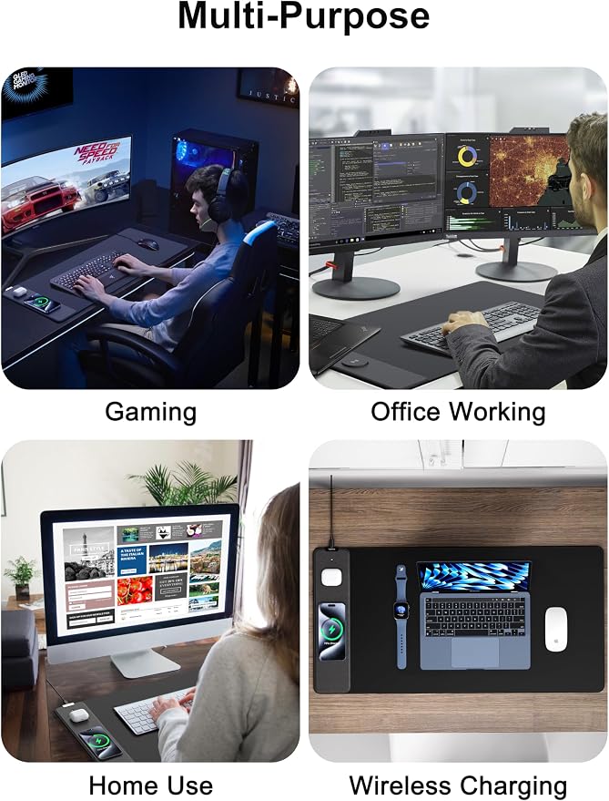 TopMade Mouse Pad with 15W Fast Wireless Charging, 31.5"x15.75" XXL Large - Image 8