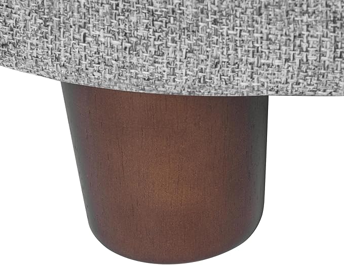 Homepop Home Decor | Upholstered Round Storage Ottoman | Ottoman with Storage for Living Room & Bedroom, Light Gray Tweed-DeskLoop Office