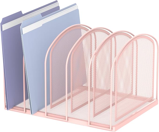 SUPEASY File Organizer for Desk, 5-Section Mesh Desk Organizer, Vertical File by SUPEASY