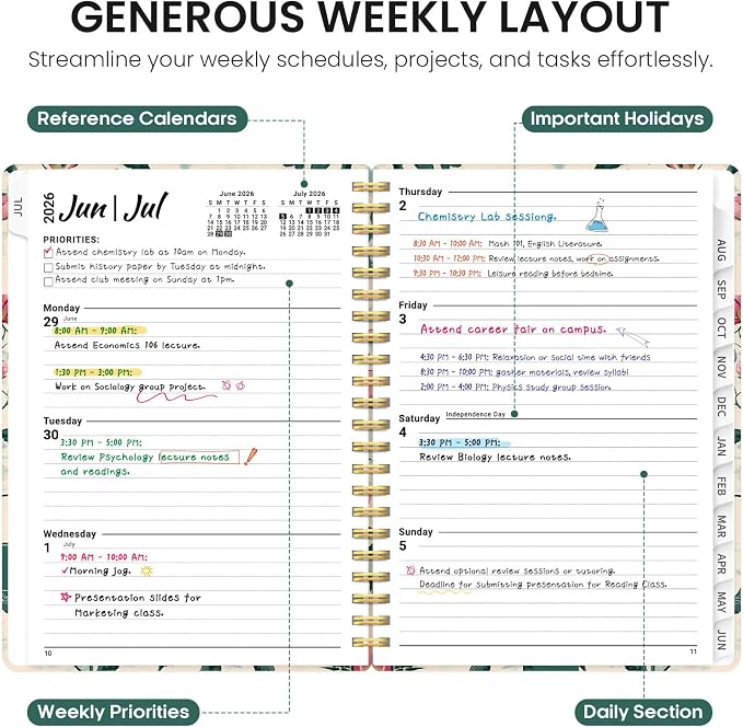 Planner 2026-2027, Academic Year Monthly and Weekly Calendar Planner, Jul 2026 - Image 3