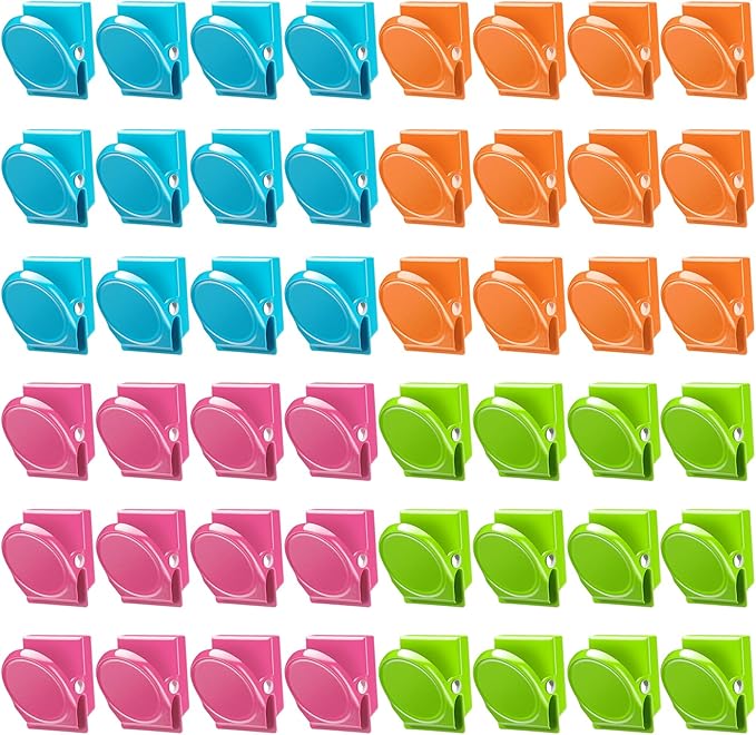 VICNOVA Magnetic Clips, 48 Pieces Magnetic Metal Chip Clips Fridge Magnets by VICNOVA