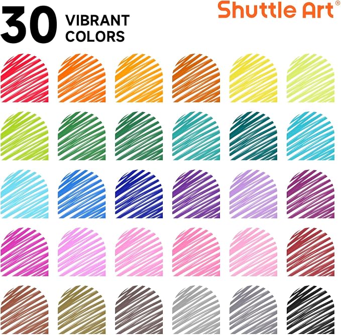 Shuttle Art Permanent Marker, 30 Colors Ultra Fine Point, Works on Plastic - Image 2
