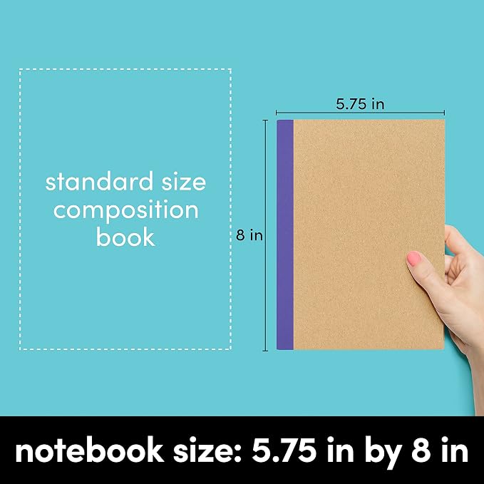 PAPERAGE 6-Pack Composition Notebook Journals, 120 Pages, Kraft Cover - Image 5