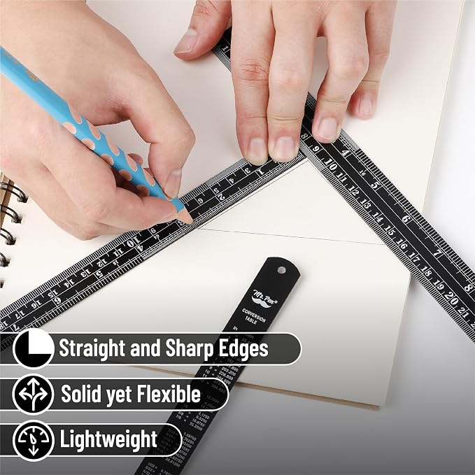 Mr. Pen- Metal Straight Edge Ruler, Imperial & Metric Measurements - Image 5