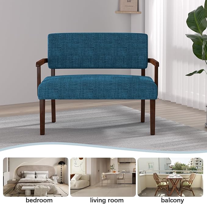 Accent Chair 2 Seat, Arm Chairs with Soft Seat and Armrests for Living Room, Love seat for Dining, Reading, and Waiting Rooms (Blue)-DeskLoop Office