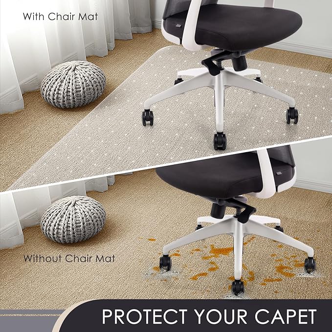 Kuyal Office Chair Mat for Carpet, 32‘’x48‘’ Clear Heavy Duty Computer Chair Mat - Image 2