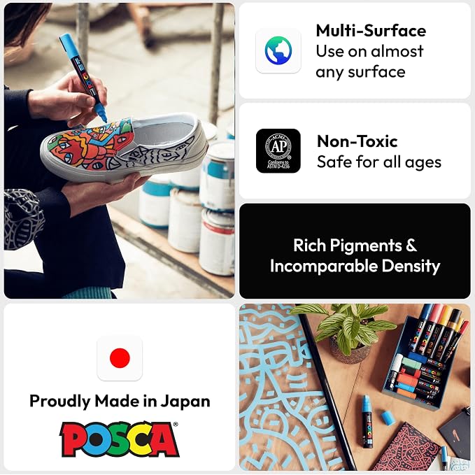 Uni Posca Paint Marker PC-5M Medium Bullet Standard Colors Set of 16 - Image 2