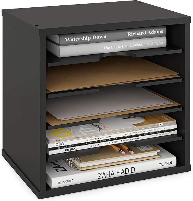 Ballucci 5-Tier File Organizer for Desk, Wooden Mail Sorter, Office Desk by Ballucci