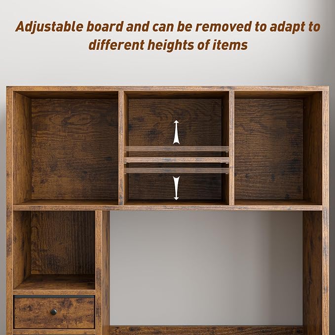 REIBII Desktop Bookshelf, High-Capacity Desk Hutch Organizer - Image 5