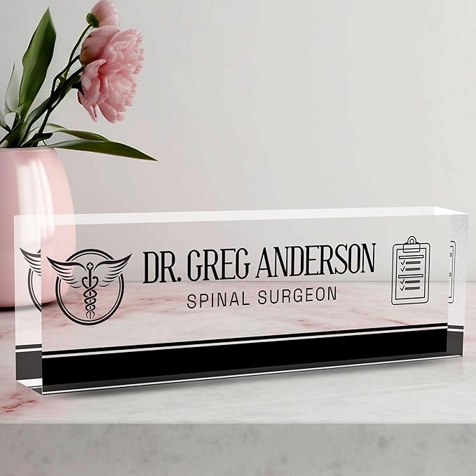 Desk Name Plate Personalized, Doctor Name Plate by AeekdookWoodenPuzzles