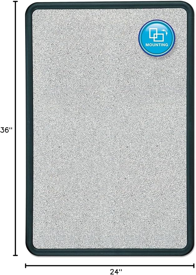 Quartet Bulletin Board, 2 x 3 Feet, Contour, Granite-Colored Surface with Black Plastic Frame (699370)-DeskLoop Office