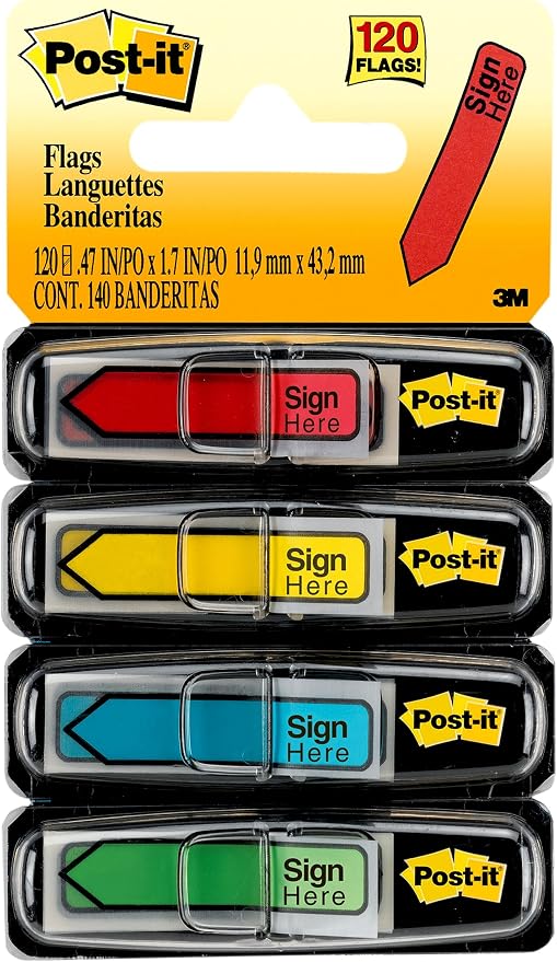 Post-it Message Sign Here Flags, 30/Dispenser, 4 Dispensers, .47 in Wide - Image 6