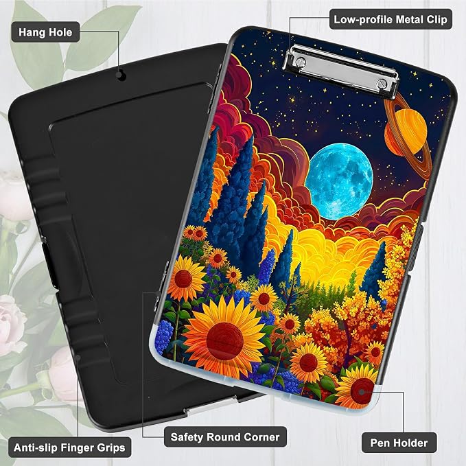 Sunflower Clouds Moon A4 Clipboard - Image 5