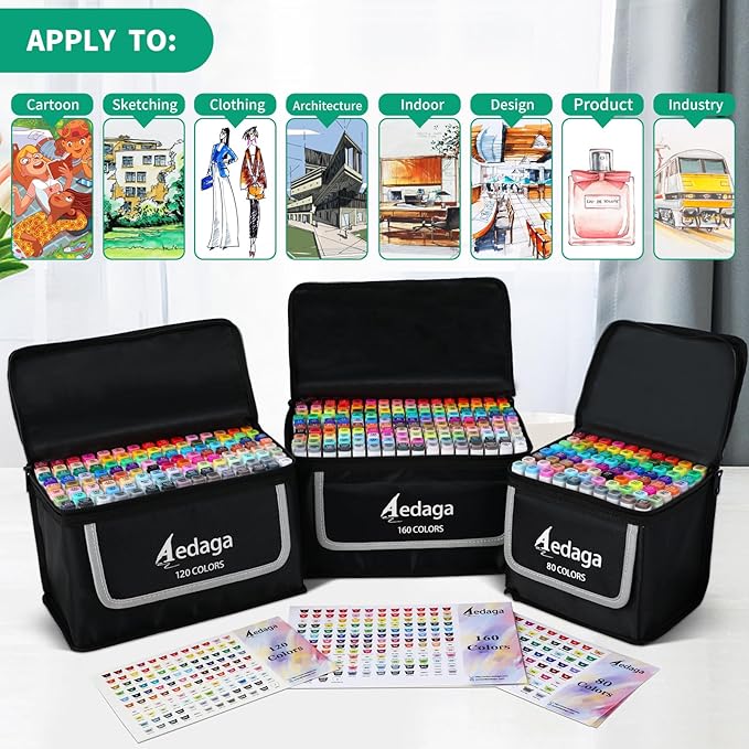 200 Colors Alcohol Markers with Free App, Dual Tip Art Marker with Kickstand Case for Artists Adults and Kids. Alcohol Based Markers for Coloring Painting Sketching and Drawing, Great Gift.-DeskLoop Office