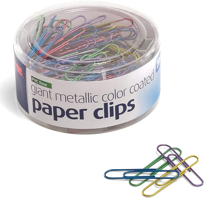 Officemate PVC-Free Assorted Color Coated Giant Paper Clips, 200 per Tub - Image 5