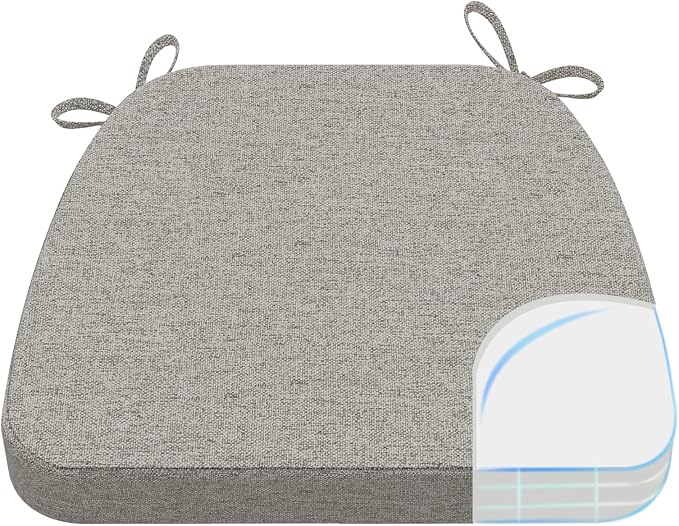 AAAAAcessories D-Shaped Chair Cushions, Machine-Washable Cover, Khaki Gray by AAAAAcessories